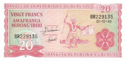 Burundi 1970.4.01. 10Fr + 1977.7.01. 20Fr + 1989.10.01. 20Fr T:I