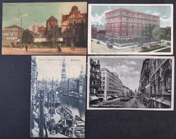 4 db RÉGI német városképes lap / 4 pre-1945 German town-view postcards; Hamburg, München, Dresden, Stuttgart