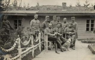 1917 Jassionov (Galícia), Ezred törzs kutyával / WWI Austro-Hungarian K.u.K. regiment with dog. photo