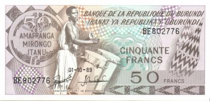 Burundi 1988+1989. 50Fr (2x) + 1981+1984. 100Fr (2x) mindegyik klf évszámmal T:I