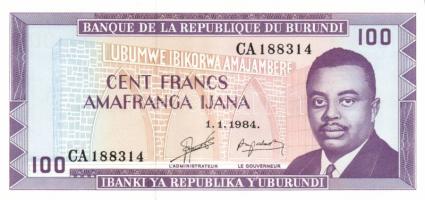 Burundi 1988+1989. 50Fr (2x) + 1981+1984. 100Fr (2x) mindegyik klf évszámmal T:I