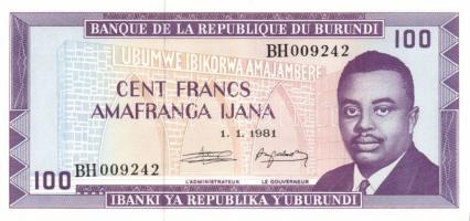 Burundi 1988+1989. 50Fr (2x) + 1981+1984. 100Fr (2x) mindegyik klf évszámmal T:I