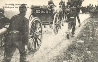 Vordringen der Artillerie / Osztrák-magyar tüzérség előre vonulása / WWI Austro-Hungarian K.u.K. artillery soldiers marching forward