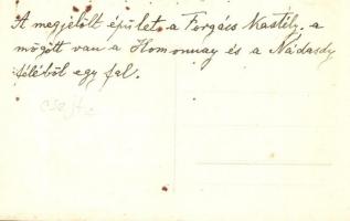 ~1930 Csejte, Cachtice; utcakép a Forgách kastéllyal / street view with the castle. photo