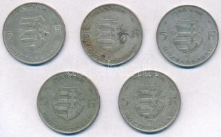 1947. 5Ft Ag "Kossuth" (5x) T:2-,3 ph., ü