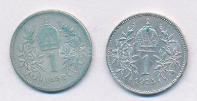 Ausztria 1893-1915. 1K Ag "Ferenc József" (2xklf) T:3,1-
Austria 1893-1915. 1 Corona Ag &...