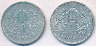Ausztria 1893-1915. 1K Ag "Ferenc József" (2xklf) T:3,1-
Austria 1893-1915. 1 Corona Ag &...