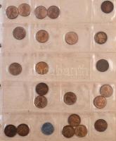 291db-os vegyes külföldi fémpénz gyűjtemény érmetartó albumba rendezve, egy-két Ag érmével, közte Am...