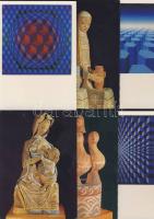 Vasarely festmény és Kovács Margit kerámia képeslapon