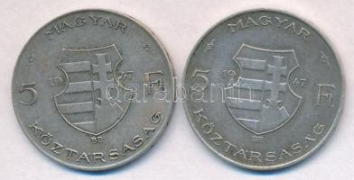 1947. 5Ft Ag "Kossuth" (2x) T:2,2-