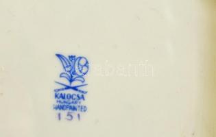 Kalocsai tálka, kézzel festett, karcolás nyomokkal, jelzett, 13×11 cm