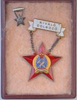 ~1950. Szakma Kiváló Dolgozója zománcozott fém Rákosi-címeres kitüntetés, miniatűrrel, eredeti tokban T:1-,2