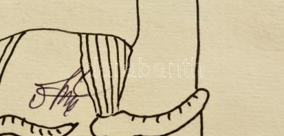 Szász jelzéssel: Asszony. Tus, papír, 18×8 cm