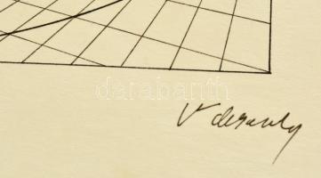 Vasarely jelzéssel: Mértani vonalak. Tus, papír, 10×20 cm