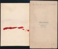 cca 1859 Műtermi felvételek, 2 db vizitkártya méretű fénykép, 10,5x6 cm