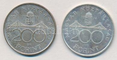 1994. 200Ft Ag "Deák" (2x) T:2 patina