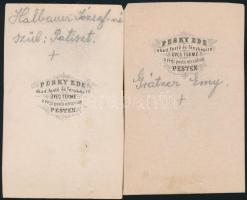 cca 1863 Hölgyek, 2 db vizitkártya méretű fénykép, 10,5x6 cm