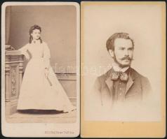 cca 1860 Pesti műtermekben készült 2 db vizitkártya méretű fénykép, 10,5x6 cm
