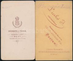 cca 1860 Pesti műtermekben készült 2 db vizitkártya méretű fénykép, 10,5x6 cm