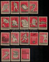1960 Római olimpia gyufacímke sorozat, 18 db, berakólapon