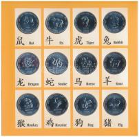 Szomália 2000. 10Sh A kínai horoszkóp 12 jegye (12xklf) dísztokos szettben T:BU  Somalia 2000. 10 Shilling The 12 Animals of the Chinese Zodiac (12xdiff) coin set in original case C:BU