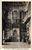 Budapest V. Központi Papnevelde - 2 db régi képeslap: könyvtár belső, folyosó a könyvtárbejárattal