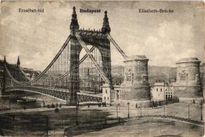 Budapest - 2 db régi képeslap: Erzsébet híd, Andrássy Gyula szobor