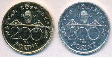 1992. 200Ft Ag "MNB" (2x) egyik aranyozott T:2