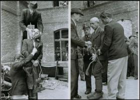 1945 Budapest, háborús bűnösök nyilvános akasztása, 5 db vintage negatívról készült mai nagyítás, 25...