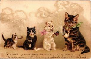 1899 Cats smoking pipes. litho (EK)