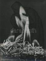 cca 1965 ,,Oh szerelem feliratú fotóművészeti alkotás a magyar fotográfia avantgarde korszakából, 24x18 cm