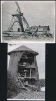 Szélmalmok, mai és régi nagyítások, 6 db fotó, 8,5x13 cm és 25x18 cm között / windmills, 6 modern co...