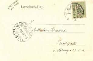 1905 Szolnok, Tisza-part és híd. Utazás a Föld körül! Úriember a levegőben montázs. Háy Géza kiadása...