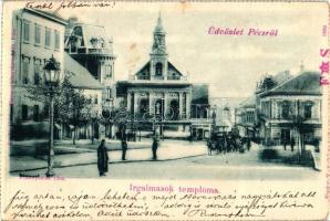 1901 Pécs, Irgalmasok temploma, Lang üzlete. Kiadja Fischer Ferenc