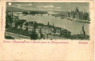 1899 Budapest I. Víziváros, kilátás a Margitsziget felé, Országház, Margit híd. Divald Károly Nr. 15...