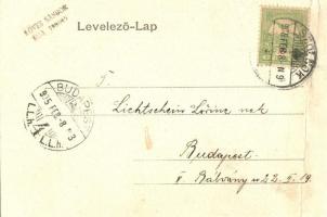 1905 Szolnok, Művésztelep. Utazás a föld körül montázslap földgömbön álló úrral. Háy Géza kiadása (f...