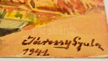 Jánossy Gyula (?-?): Csónakázók. Akvarell, papír, jelzett, 38×49 cm