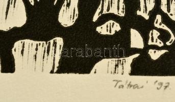 Tátrai jelzéssel: Ébredés. Linó, papír, 24×15 cm