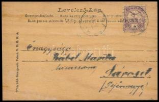 Üdvözlőlap fakéregből / Wooden greeting card with flower (kis szakadás / small tear)