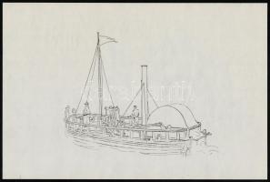 9 db hajókat ábrázoló nyomat, 26x39 és 29,5x42 cm közti méretben