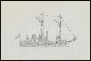 9 db hajókat ábrázoló nyomat, 26x39 és 29,5x42 cm közti méretben