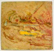 Somlai Vilma (1938-2007): Napos táj, olaj, farost, hátulján jelzett, 42×44 cm