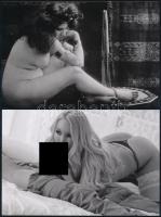 cca 1975 Elvarázsolt pillanatok, szolidan erotikus fényképek, 6 db mai nagyítás, 10x15 cm és 25x18 c...