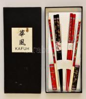 Kafuh japán evőpálcika szett, 3 pár, díszdobozban, jó állapotban