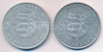 1947. 5Ft Ag "Kossuth" (2x) T:2-,3