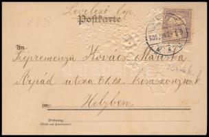 Boldog pünkösdi ünnepeket! / Pentecost greeting art postcard, Emb. Floral decorated silk card