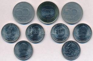 Vegyes: 9db-os érme tétel, mindegyik hátlapja multicolor festéssel T:1-2