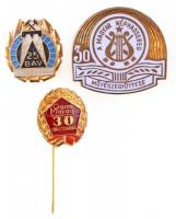 3db-os aranyozott, zománcozott jelvény és kitűző tétel a szocialista időszakból, benne "BAV 25 Törzsgárda", "Ganz Mávag 30 Törzsgárda" és "Magyar Néphadsereg Művészegyüttese" T:1,1-