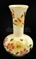 Zsolnay pillangómintás kis váza, kézzel festett, jelzett, apró kopásokkal, m: 11,5 cm