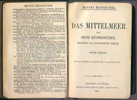 1907 Földközi tengeri Meyers kiadású útikönyv sok térképpel / Mediterranian-Sea  Meyers guide-book w...